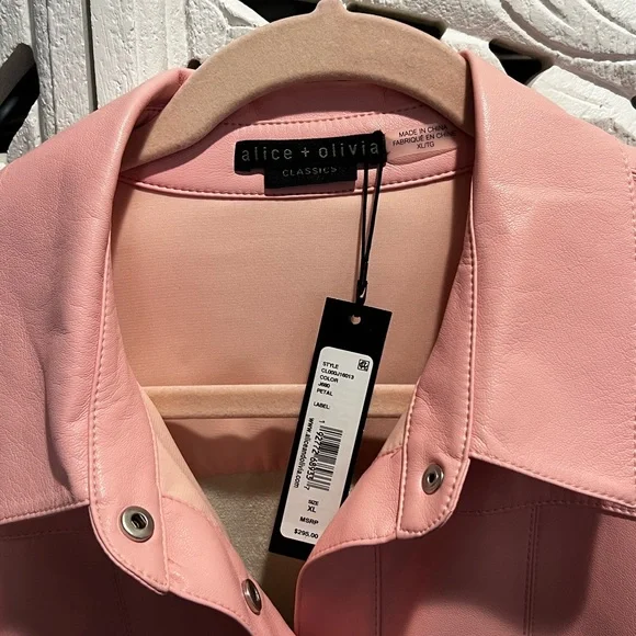 Alice + Olivia Edyth Faux Leather Shirt